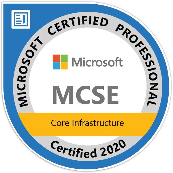 MCSE Core Infrastructure Certified2020
